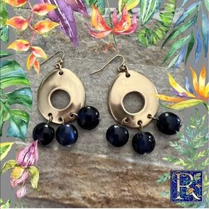 Matte Gold and Navy dangle earrings​